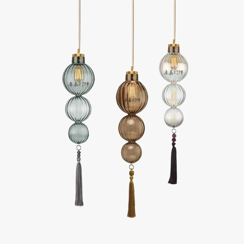 suspension en verre teinté style chinois pour décoration intérieure - Image 2