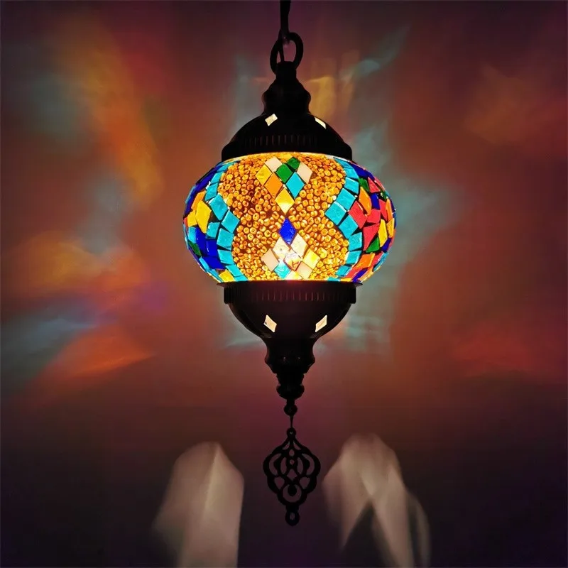 suspension en verre teinté style méditerranéen éclairage bohème romantique - Image 10