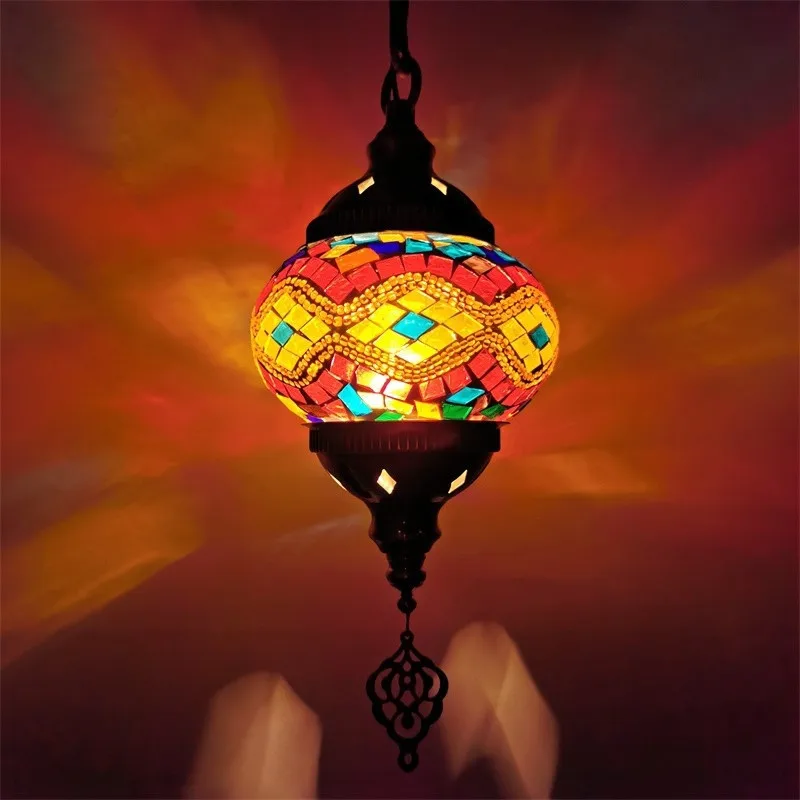 suspension en verre teinté style méditerranéen éclairage bohème romantique - Image 11