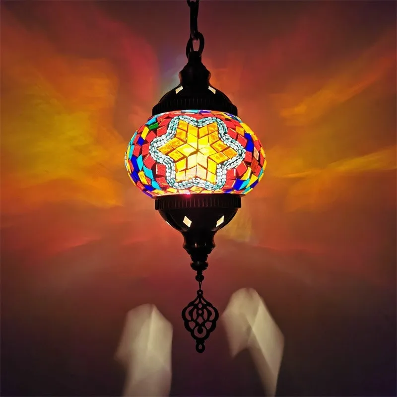 suspension en verre teinté style méditerranéen éclairage bohème romantique - Image 12