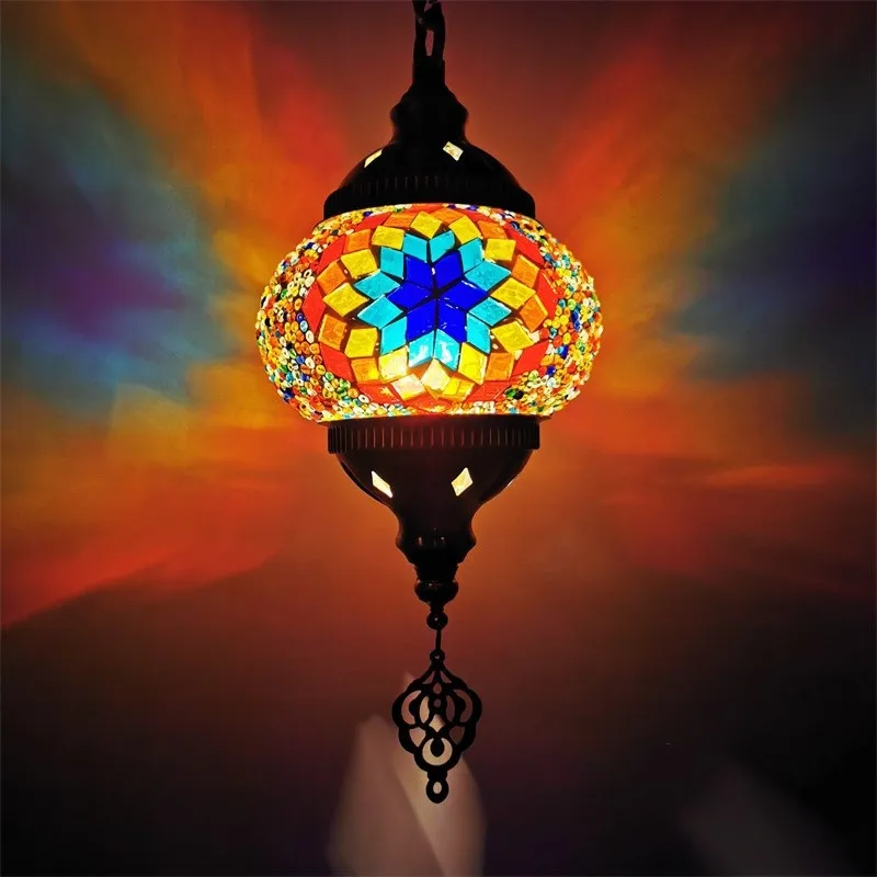 suspension en verre teinté style méditerranéen éclairage bohème romantique - Image 15