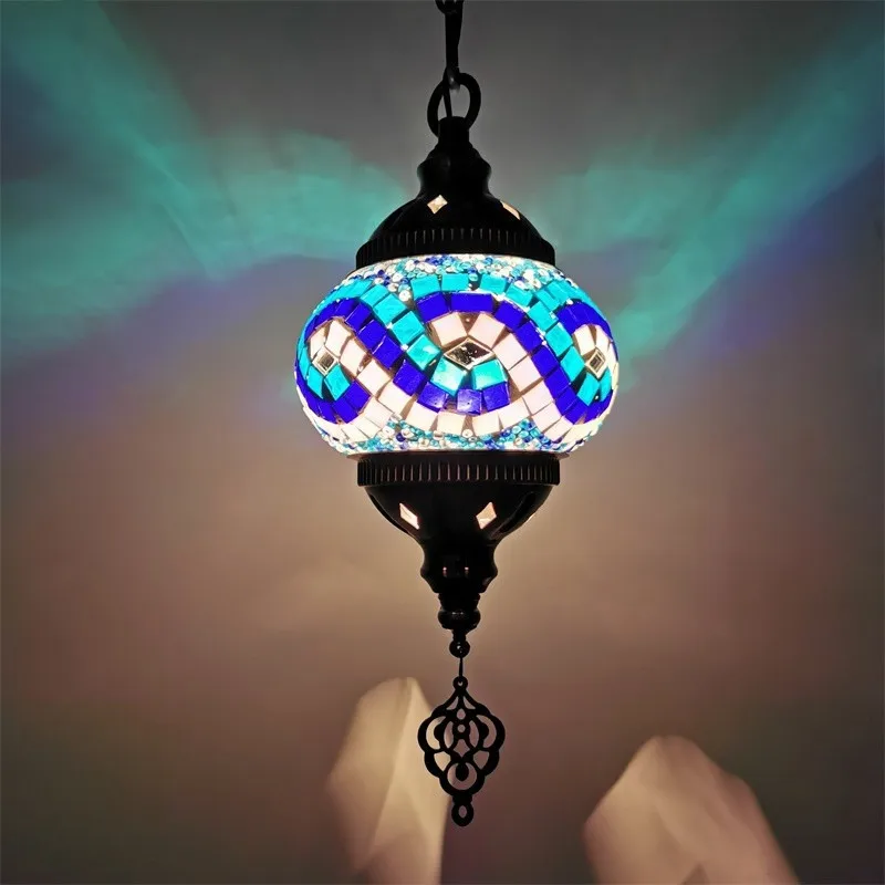suspension en verre teinté style méditerranéen éclairage bohème romantique - Image 16