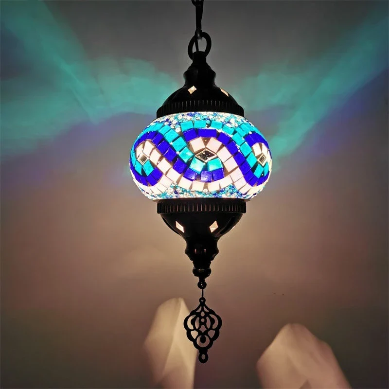 suspension en verre teinté style méditerranéen éclairage bohème romantique - Image 3
