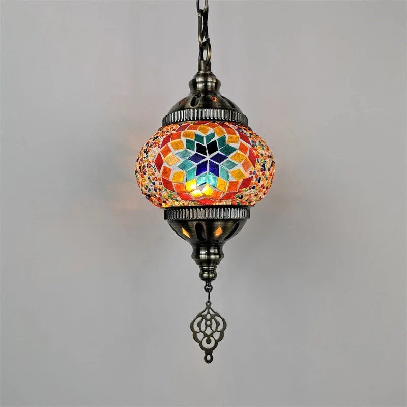 suspension en verre teinté style méditerranéen éclairage bohème romantique - Image 4