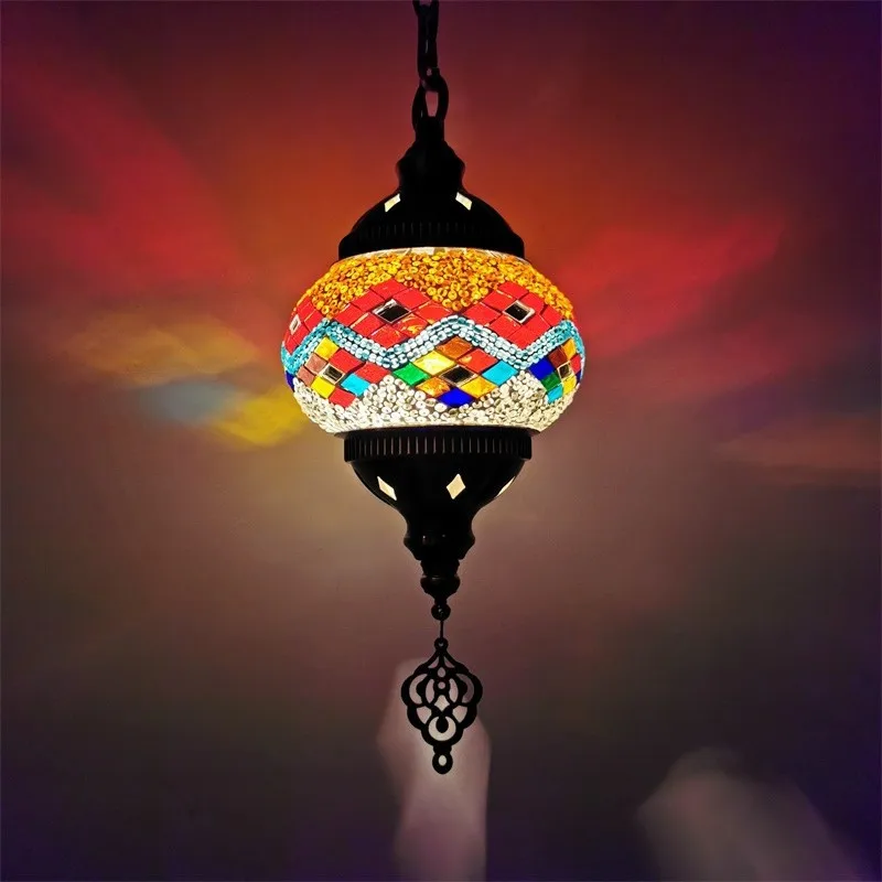 suspension en verre teinté style méditerranéen éclairage bohème romantique - Image 6