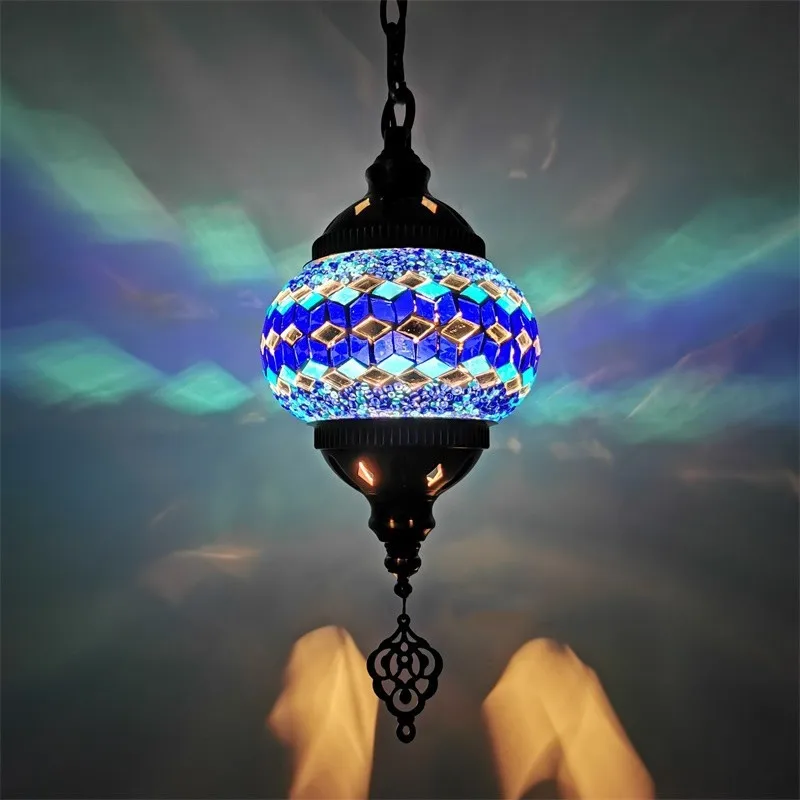suspension en verre teinté style méditerranéen éclairage bohème romantique - Image 8
