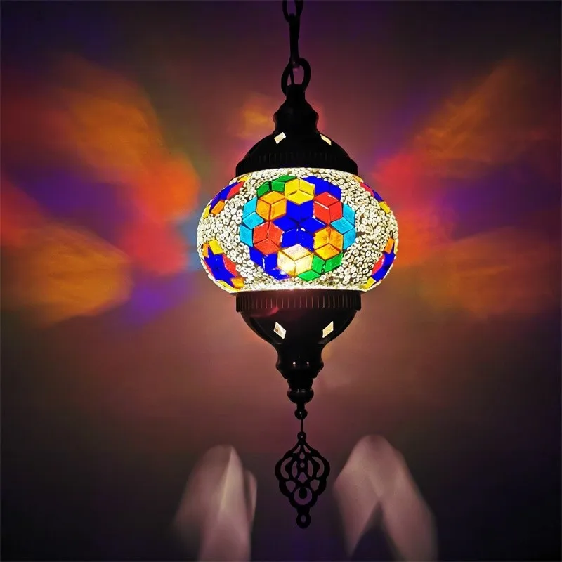 suspension en verre teinté style méditerranéen éclairage bohème romantique - Image 9