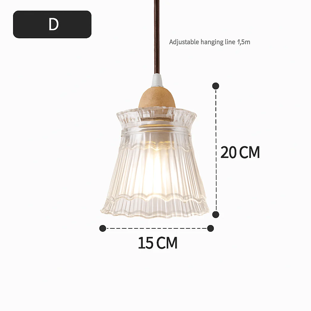 suspension japonaise moderne en bois et verre luminaire design - Image 3