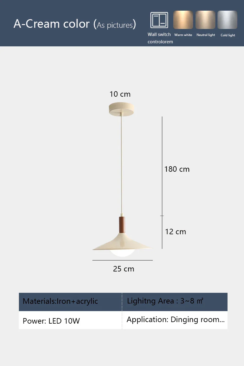 suspension led design moderne avec protection oculaire en fer et acrylique - Image 7