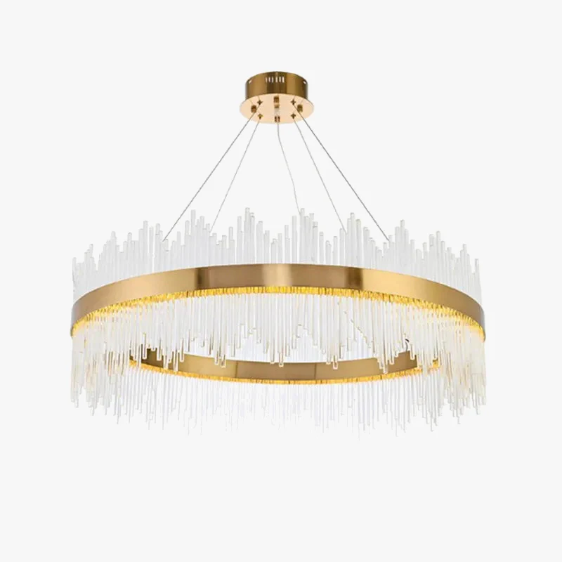 suspension moderne en cristal de luxe avec tiges en verre doré