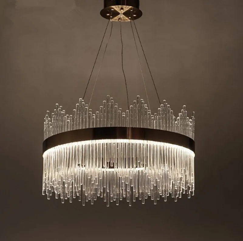 suspension moderne en cristal de luxe avec tiges en verre doré - Image 3