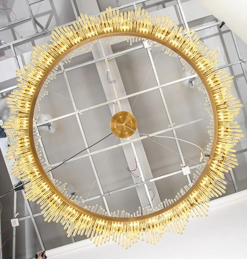 suspension moderne en cristal de luxe avec tiges en verre doré - Image 4