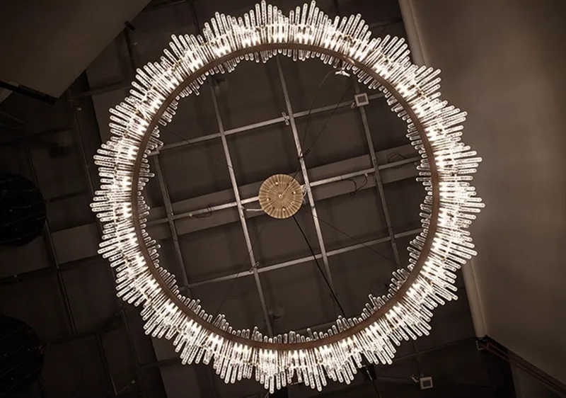 suspension moderne en cristal de luxe avec tiges en verre doré - Image 6