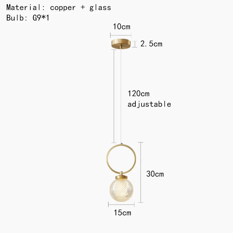 suspension moderne en cuivre avec cordon en verre transparent - Image 7