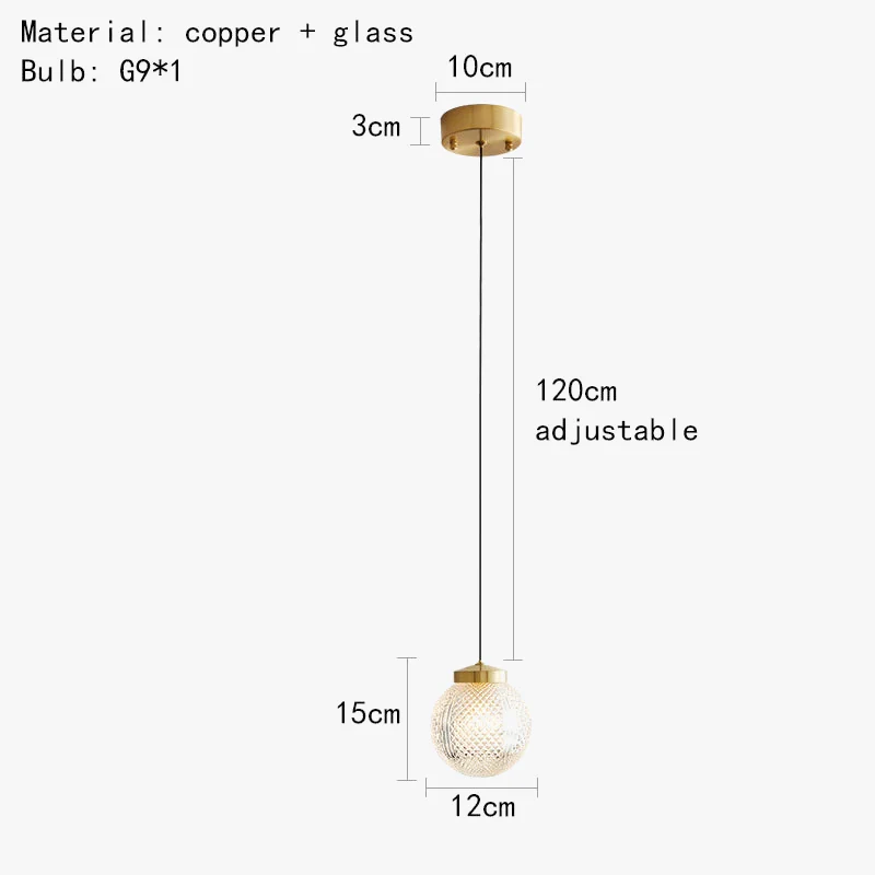 suspension moderne en cuivre avec cordon en verre transparent - Image 8