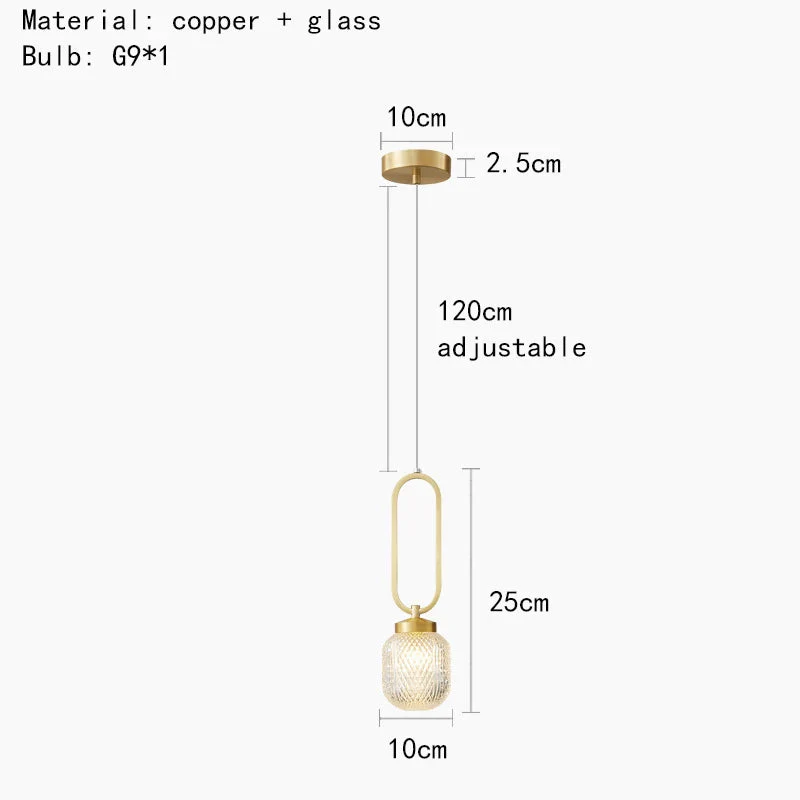 suspension moderne en cuivre avec cordon en verre transparent - Image 9