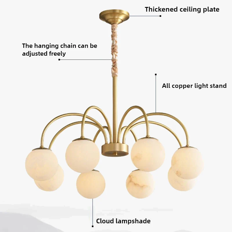suspension moderne en cuivre et marbre naturel pour un éclairage luxueux - Image 4