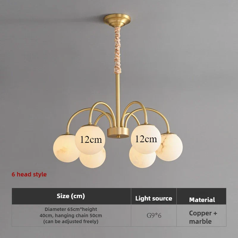 suspension moderne en cuivre et marbre naturel pour un éclairage luxueux - Image 8