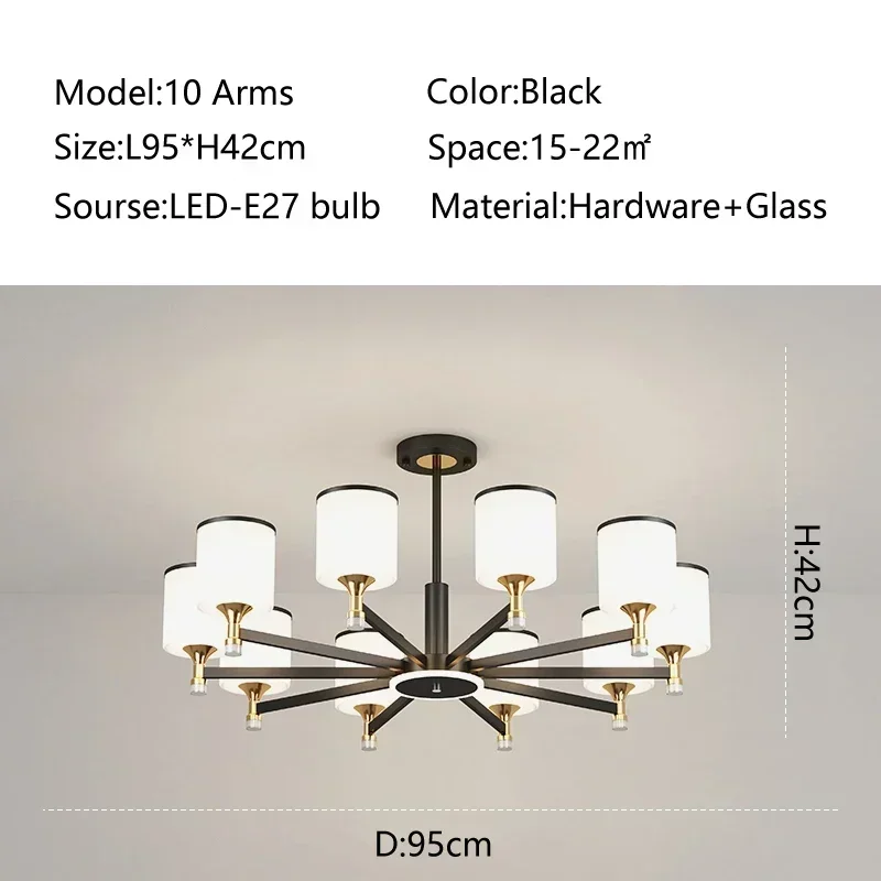 suspension moderne en verre doré et noir pour intérieur élégant - Image 11
