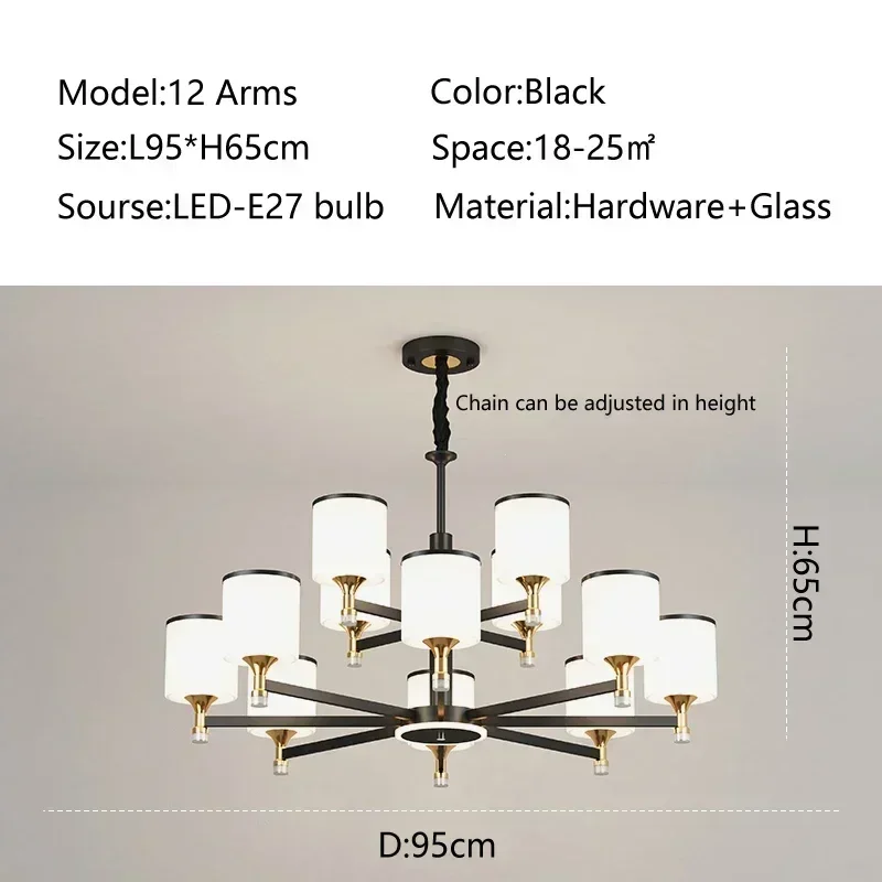 suspension moderne en verre doré et noir pour intérieur élégant - Image 12