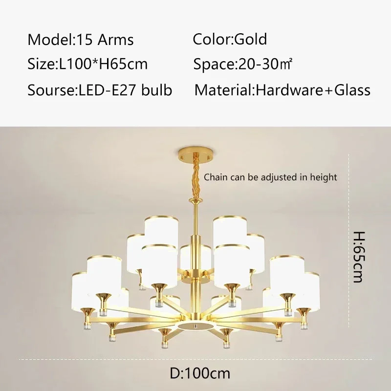 suspension moderne en verre doré et noir pour intérieur élégant - Image 7