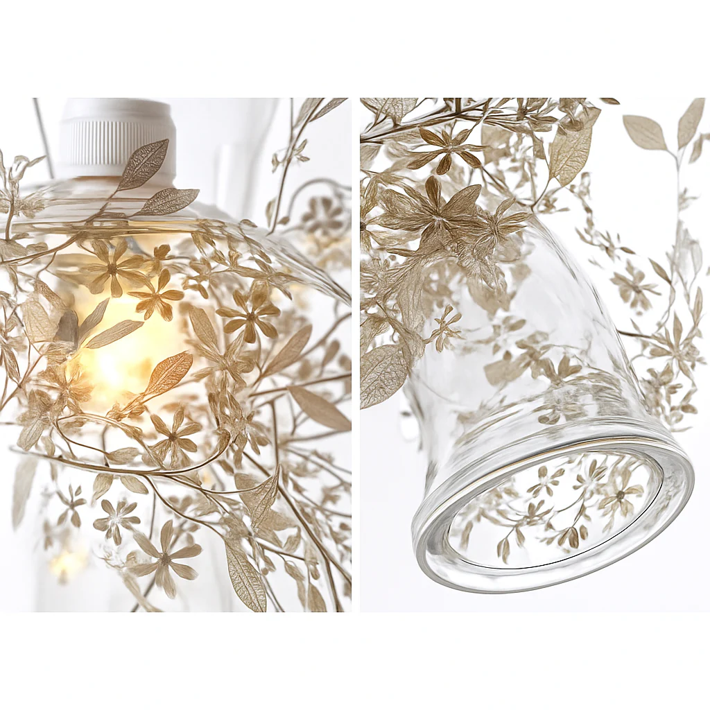 suspension moderne en verre et métal design avec fleur - Image 6
