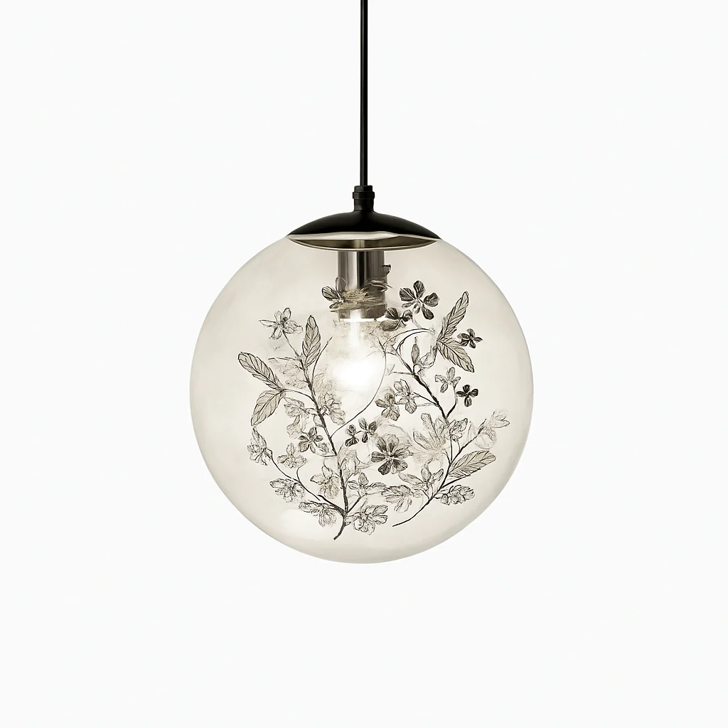 suspension moderne en verre et métal design avec fleur - Image 7