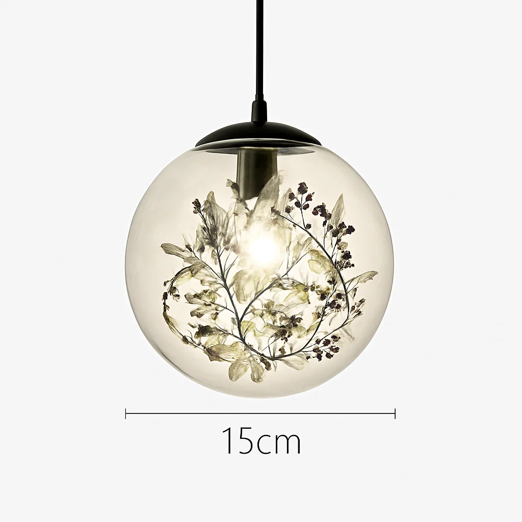 suspension moderne en verre et métal design avec fleur - Image 8