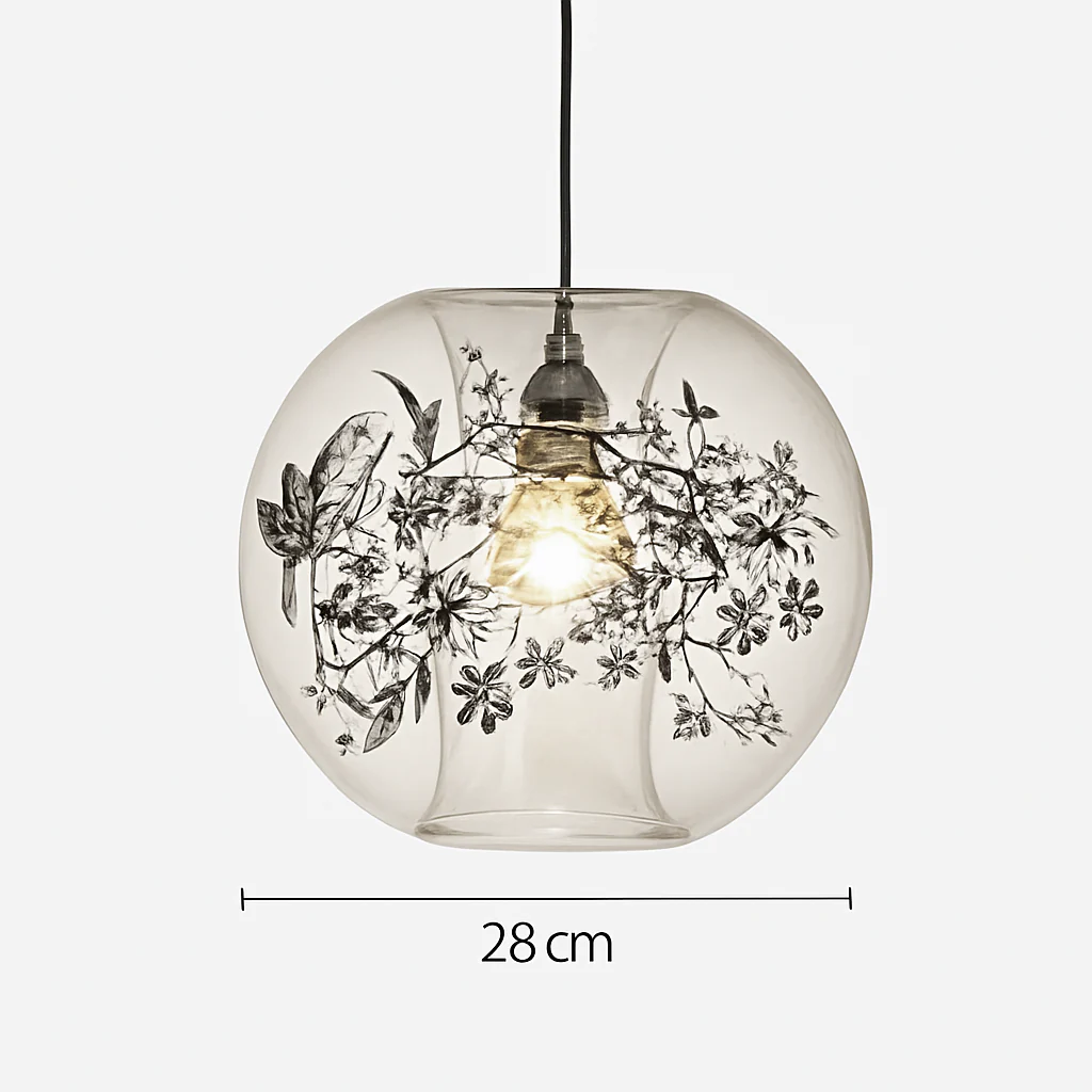suspension moderne en verre et métal design avec fleur - Image 9