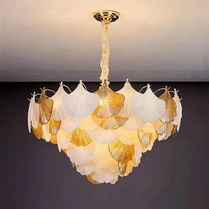 suspension moderne en verre ginkgo pour éclairage intérieur décoratif - Image 2