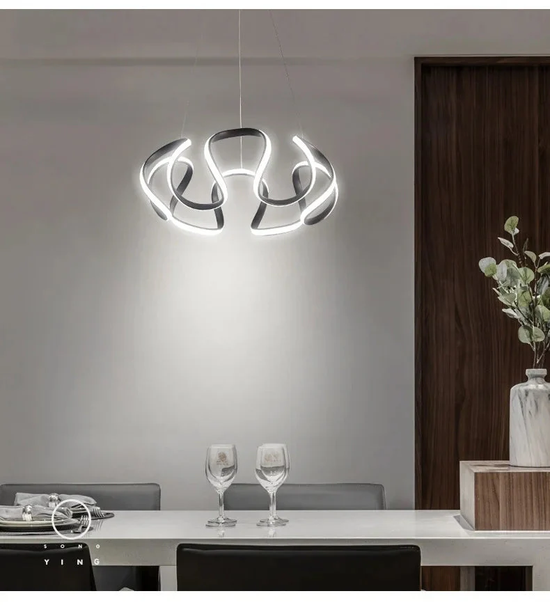 suspension moderne nordique led torsadée lustre personnalisé ins luminaire - Image 3