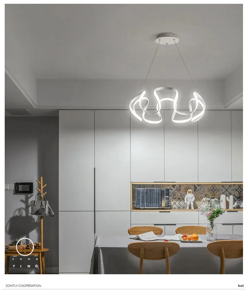 suspension moderne nordique led torsadée lustre personnalisé ins luminaire - Image 5