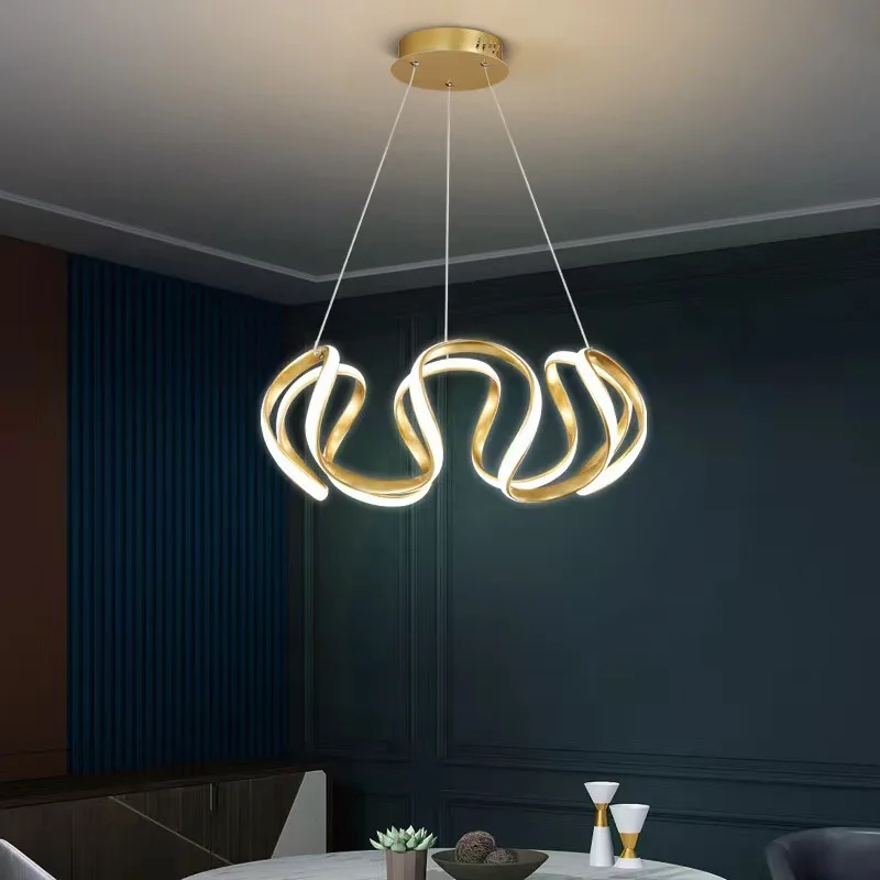 suspension moderne nordique led torsadée lustre personnalisé ins luminaire - Image 8