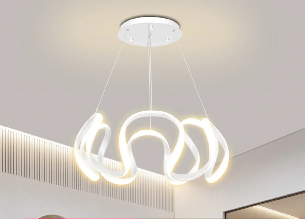 suspension moderne nordique led torsadée lustre personnalisé ins luminaire - Image 9