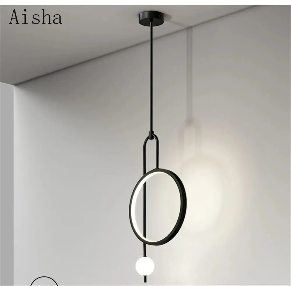 suspension nordique à led avec anneau en acrylique pour décoration intérieure - Image 4