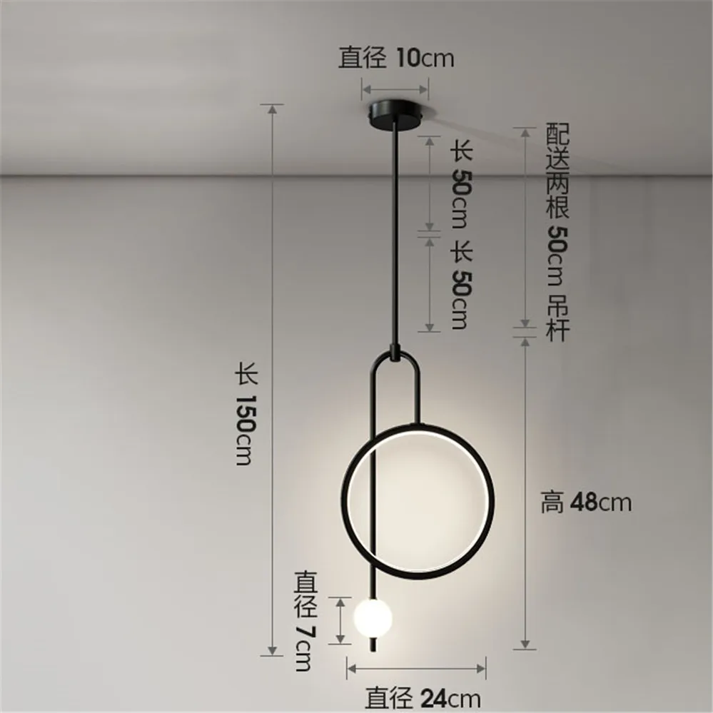 suspension nordique à led avec anneau en acrylique pour décoration intérieure - Image 8