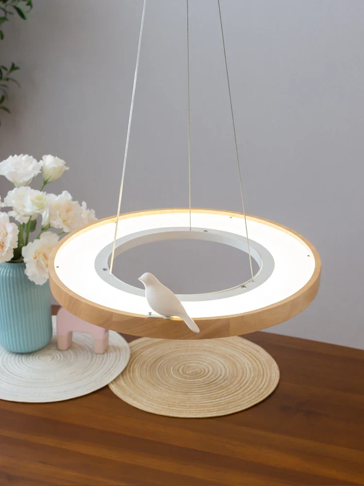 suspension ronde à led en bois pour éclairage commercial et industriel - Image 3