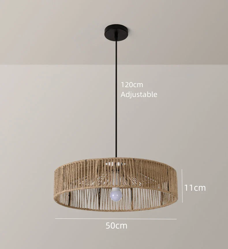 suspension rotin style asiatique ampoule à intensité variable cordon réglable - Image 8