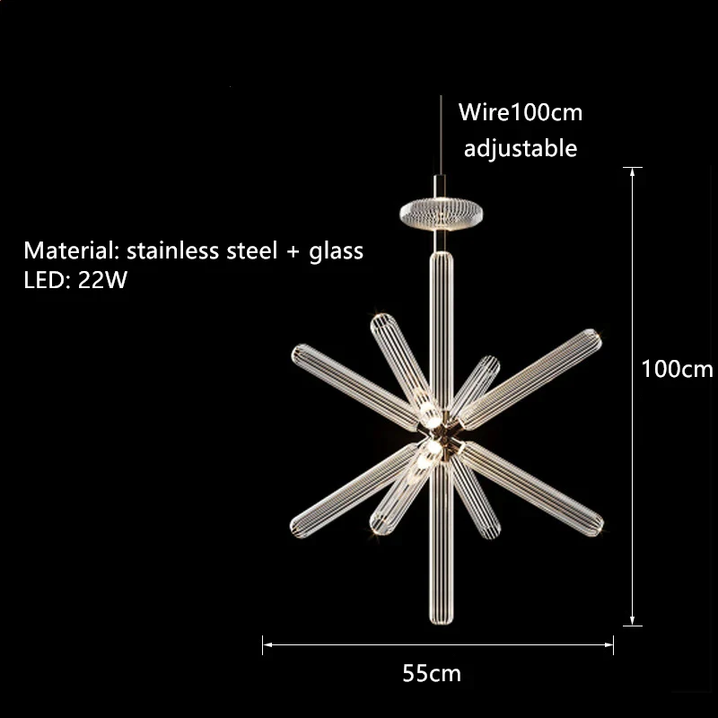 suspension tubes lumineux en verre transparent design nordique réglable - Image 12