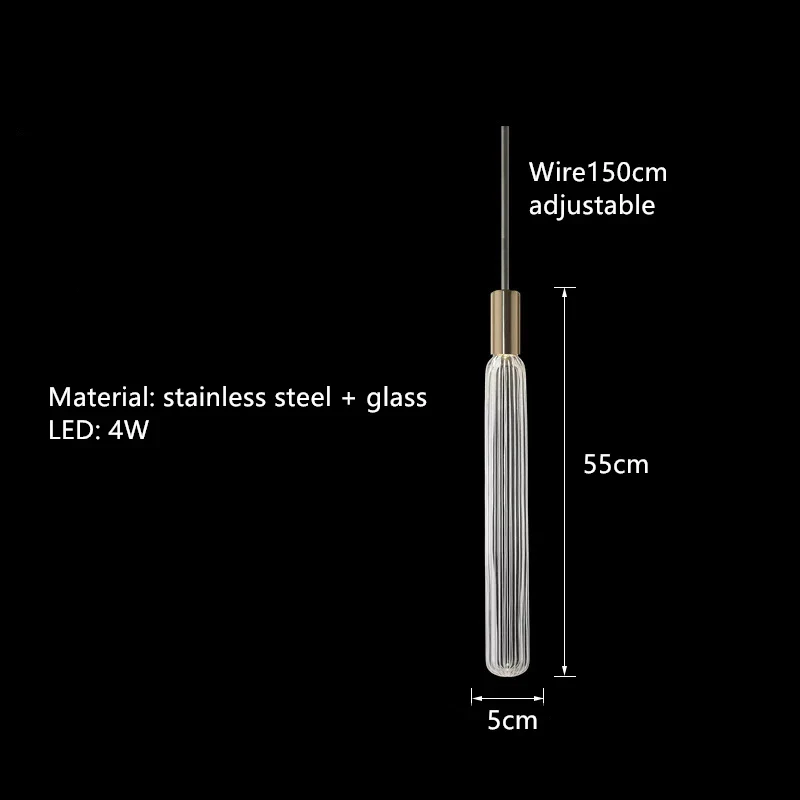 suspension tubes lumineux en verre transparent design nordique réglable - Image 17