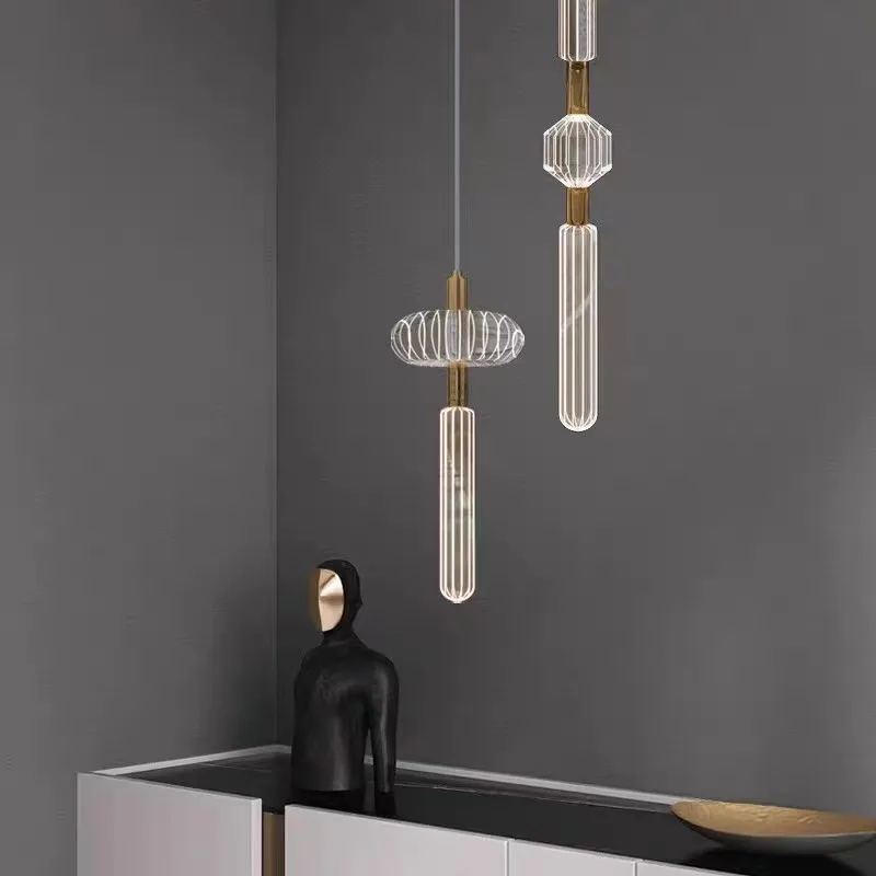 suspension tubes lumineux en verre transparent design nordique réglable - Image 2