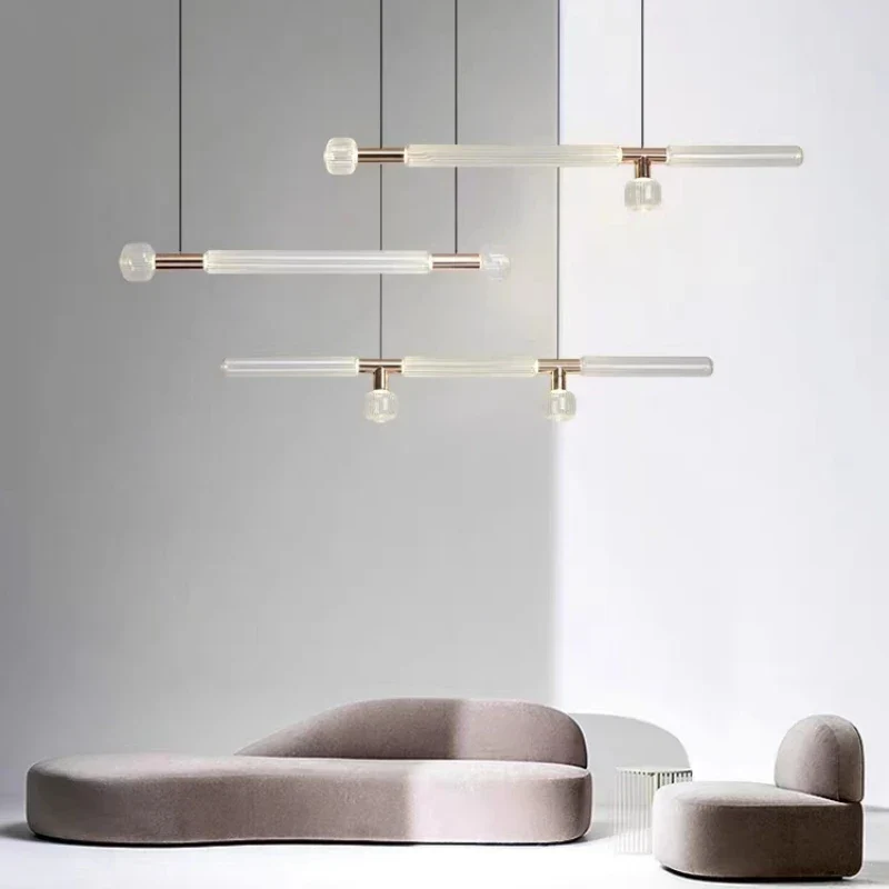 suspension tubes lumineux en verre transparent design nordique réglable - Image 3