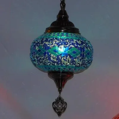 suspension vintage en verre teinté style bohème fait main en turquie - Image 13