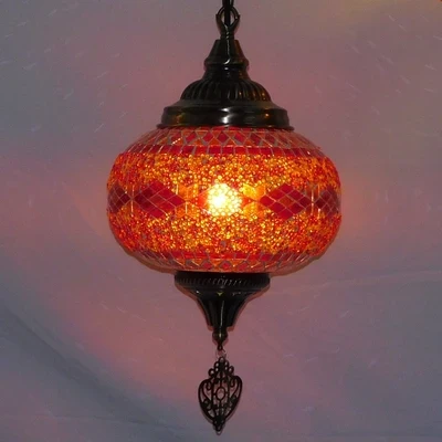 suspension vintage en verre teinté style bohème fait main en turquie - Image 14