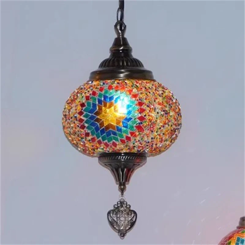 suspension vintage en verre teinté style bohème fait main en turquie - Image 4