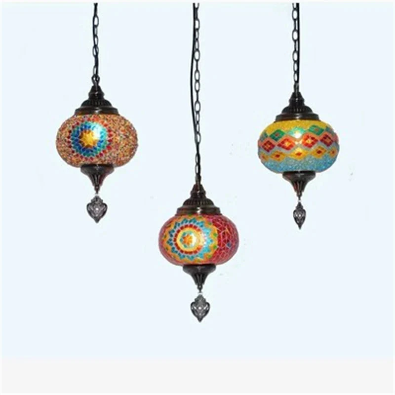 suspension vintage en verre teinté style bohème fait main en turquie - Image 5