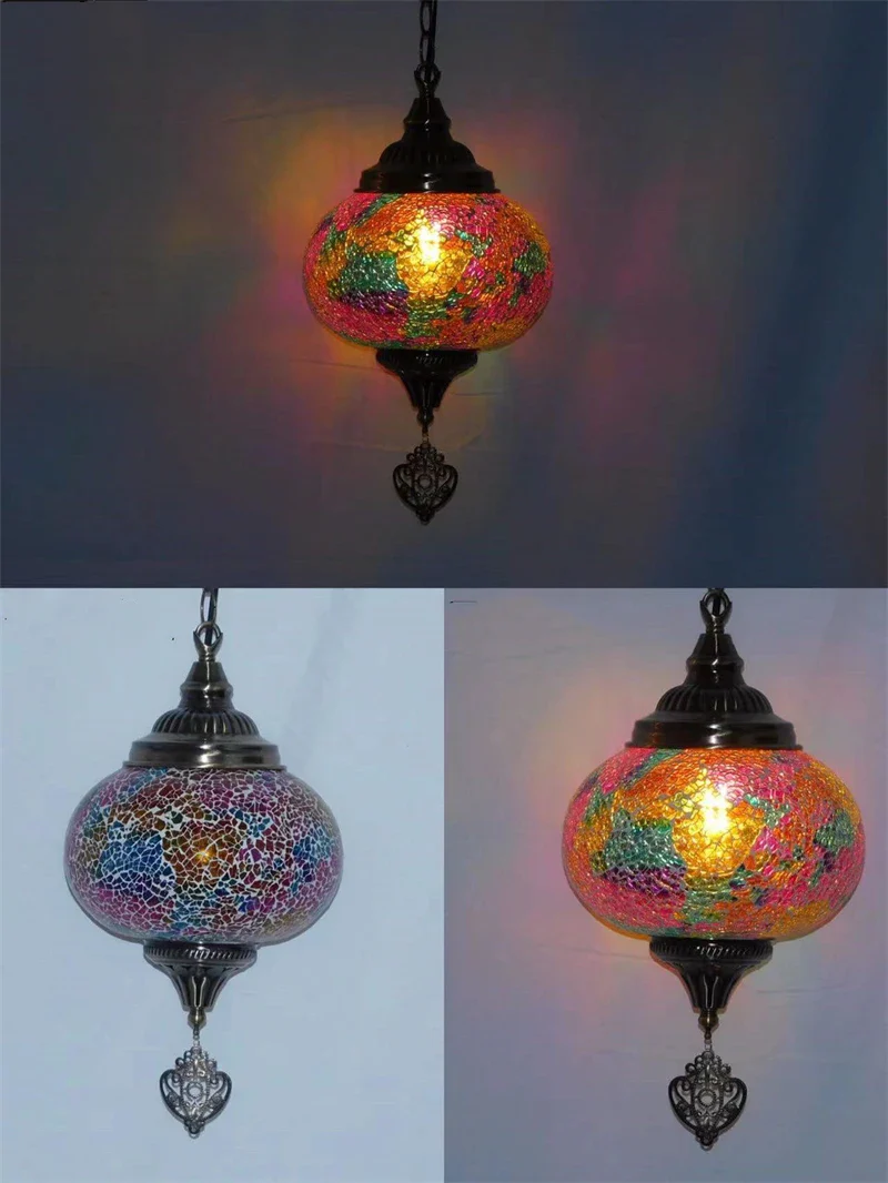 suspension vintage en verre teinté style bohème fait main en turquie - Image 6