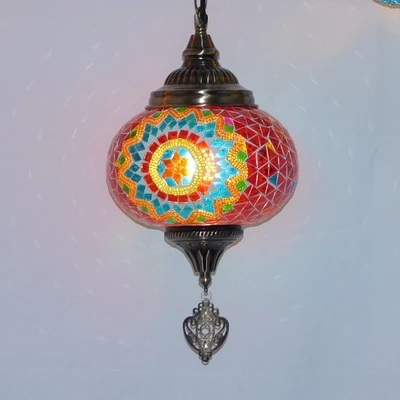 suspension vintage en verre teinté style bohème fait main en turquie - Image 8