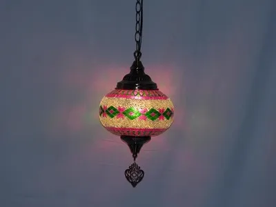 suspension vintage en verre teinté style bohème fait main en turquie - Image 9