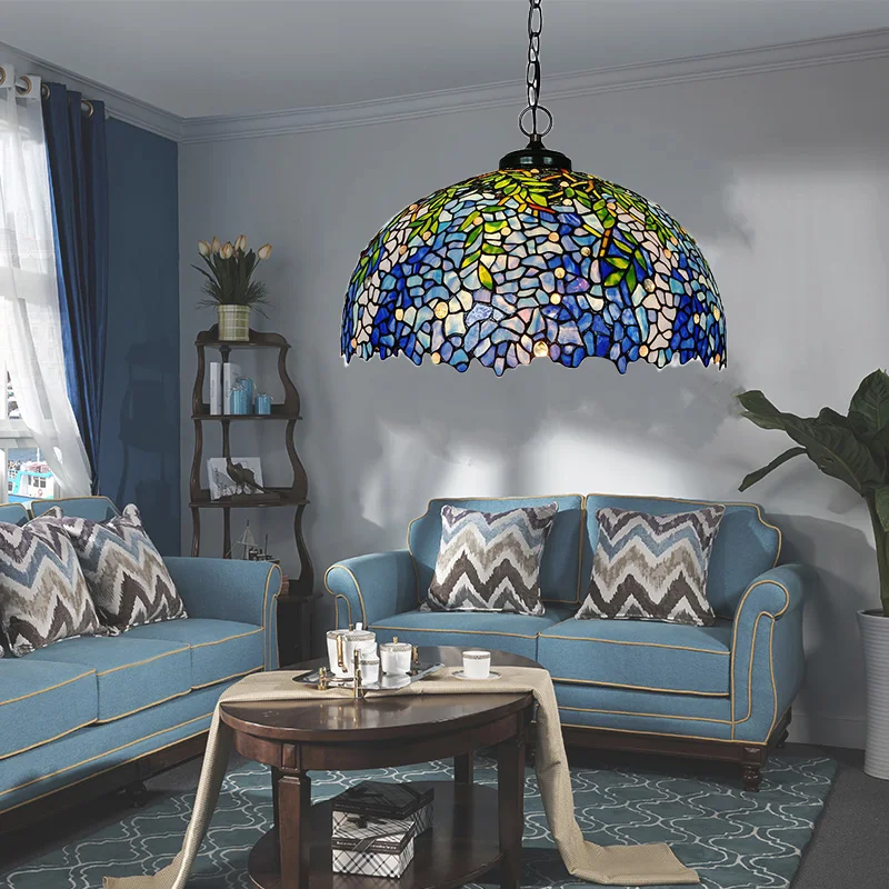 Tiffany suspension vitrail glycine abat-jour suspension salon hôtel Villa rétro Art créatif suspension - Image 3